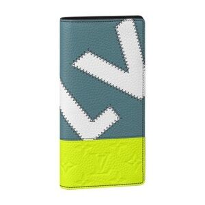 Louis Vuitton Teal, White & Neon Yellow Long Bifold Wallet